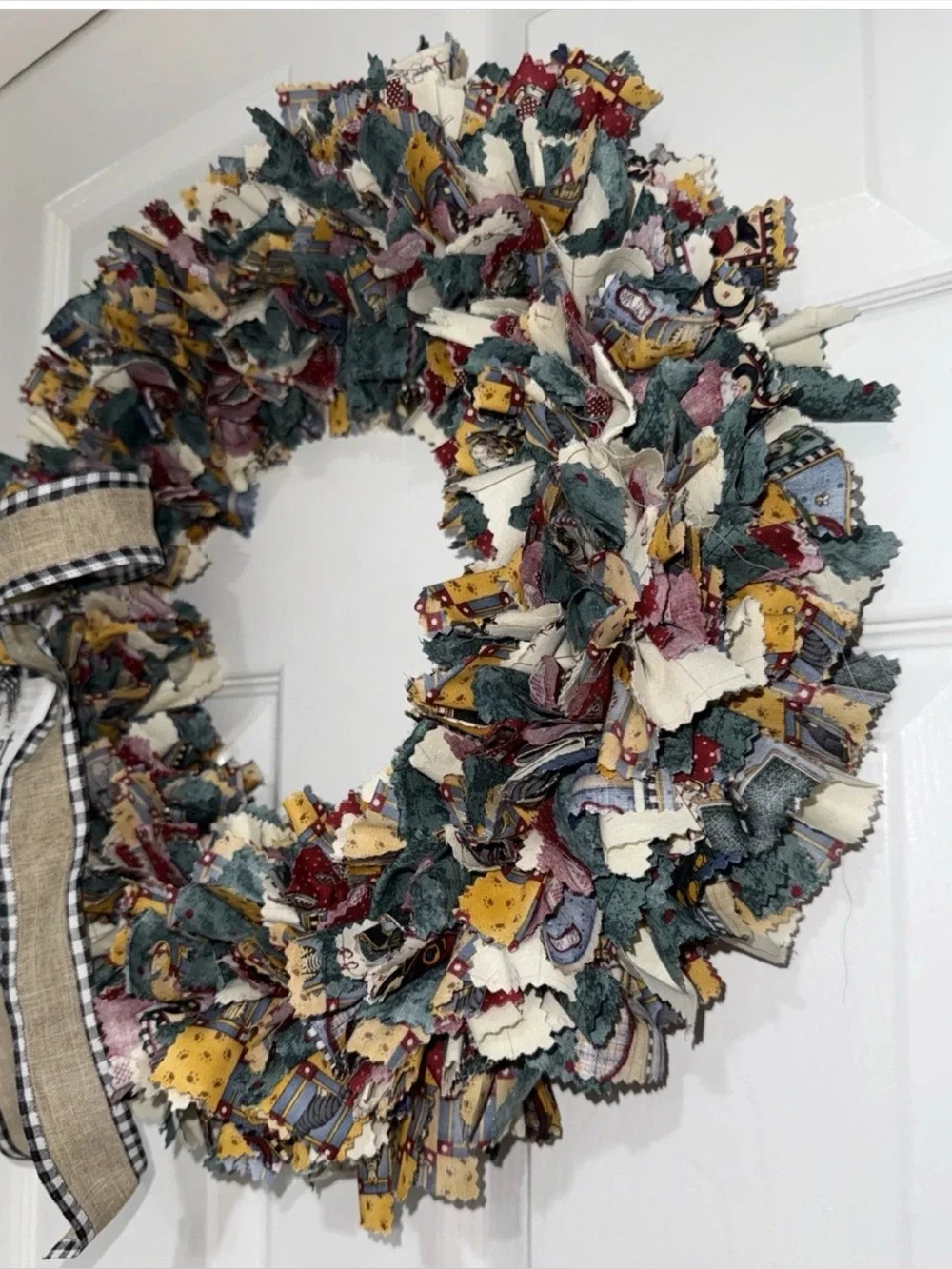 Handmade Rag Wreath Grandmacore Cottage Eclectic Grannie's Kitchen NEW SEE NOTE